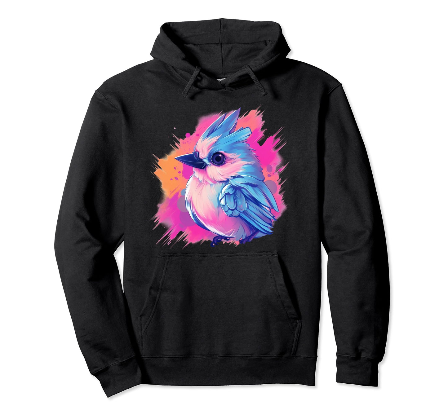 Vaporwave Aesthetic Tufted Titmouse Hoodie - Casual Everyday Wear Men Women