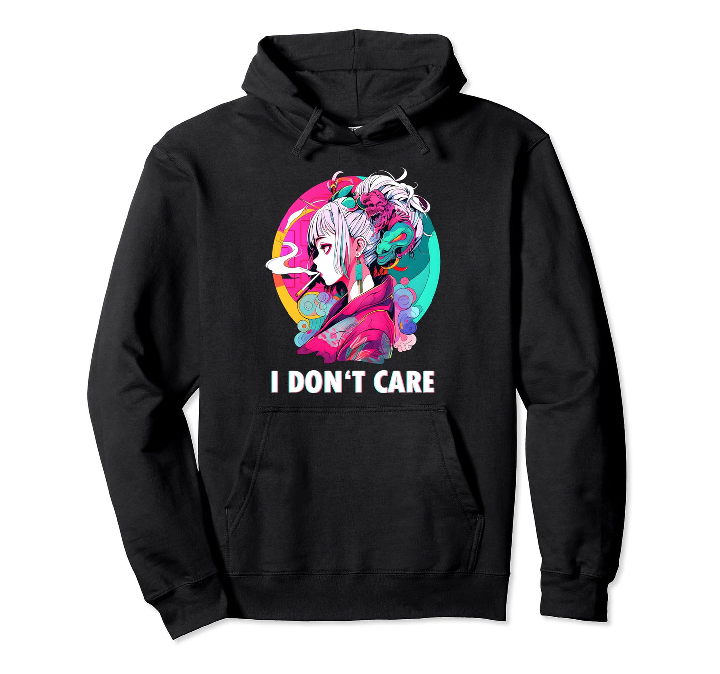 Aesthetic Vaporwave I Dont Care Hoodie - Fun Novelty Design for Adults