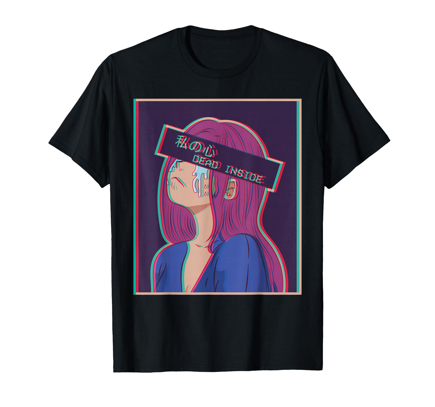 Dead Inside Sad Anime Japanese Vaporwave T-Shirt - Graphic Print Unisex