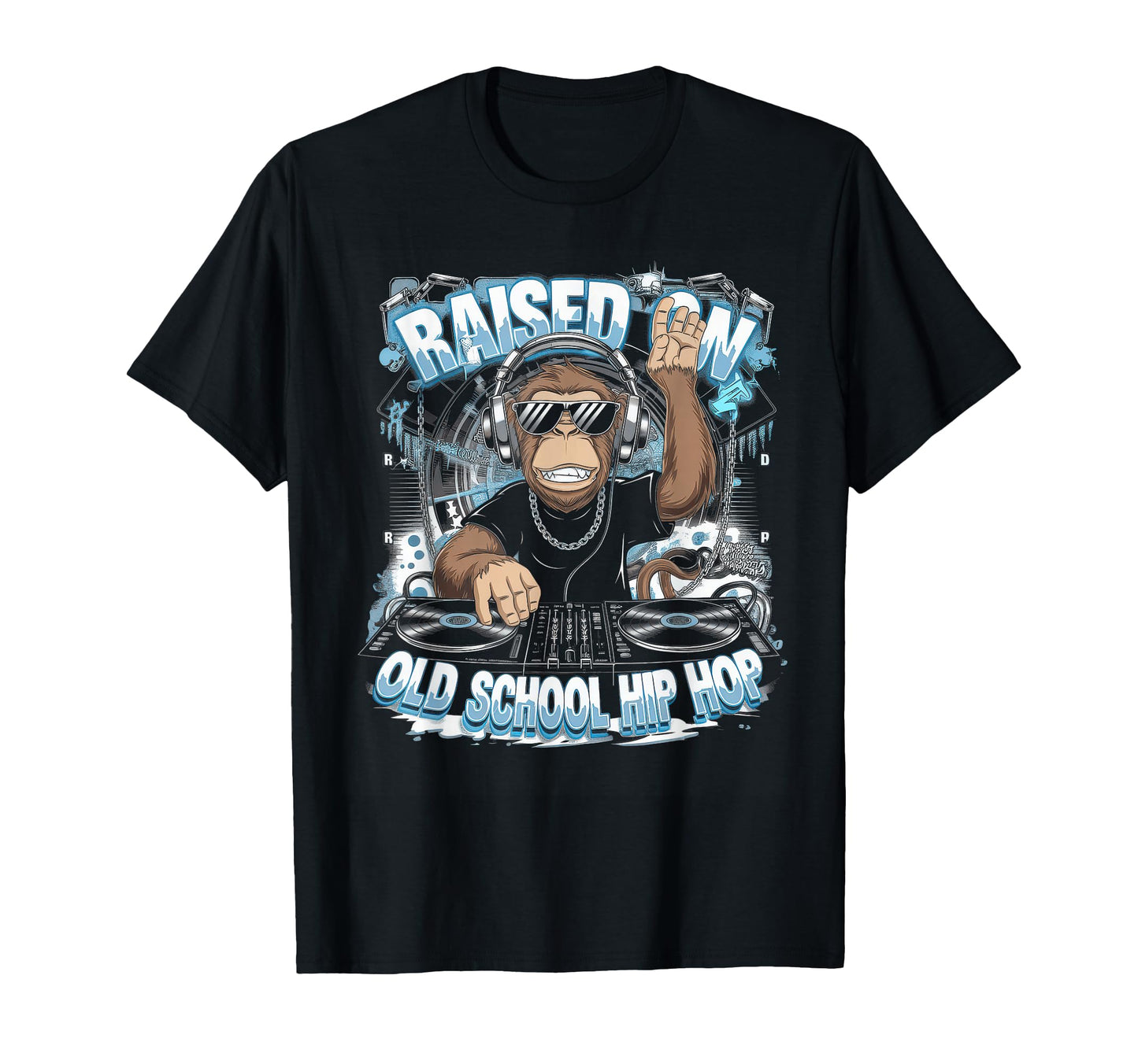 Raised Old School Graffiti Rap Hip T-Shirt - Novelty Apparel for Adults