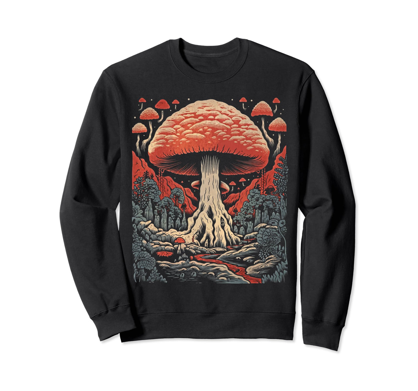 Mushroom Grunge Art 233 Sweatshirt - Unique Graphic Unisex