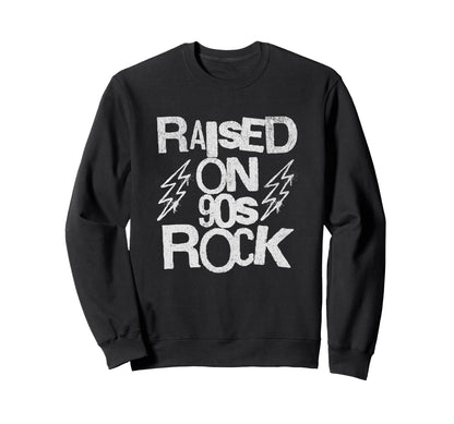 Raised 90S Rock Grunge Stencil Sweatshirt - Casual Everyday Wear Men Women
