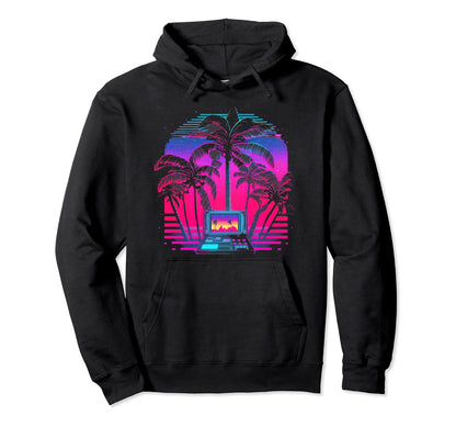 Palm Tree Vaporwave Retrowave Hoodie - Aesthetic Graphic for Adults