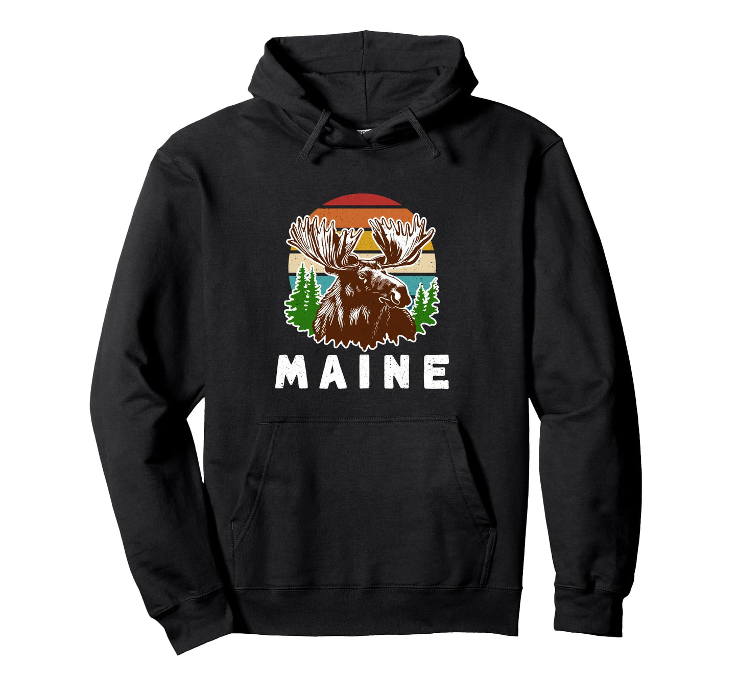 Maine Moose And Sunset Acadia Hoodie - Casual Everyday Wear Men Women