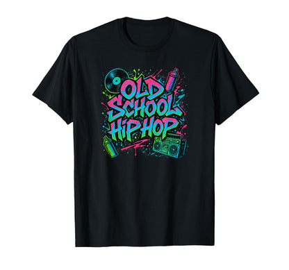 Raised Old School Hip Hop Rap Vinyl T-Shirt - Novelty Apparel for Adults