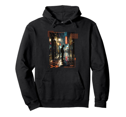 Standing Japanese Cyberpunk Vaporwave Hoodie - Minimalist Print Men Women