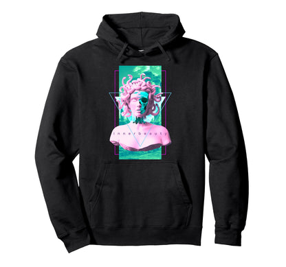 Vaporwave Medusa Statue Skull Hoodie - Casual Everyday Wear Unisex