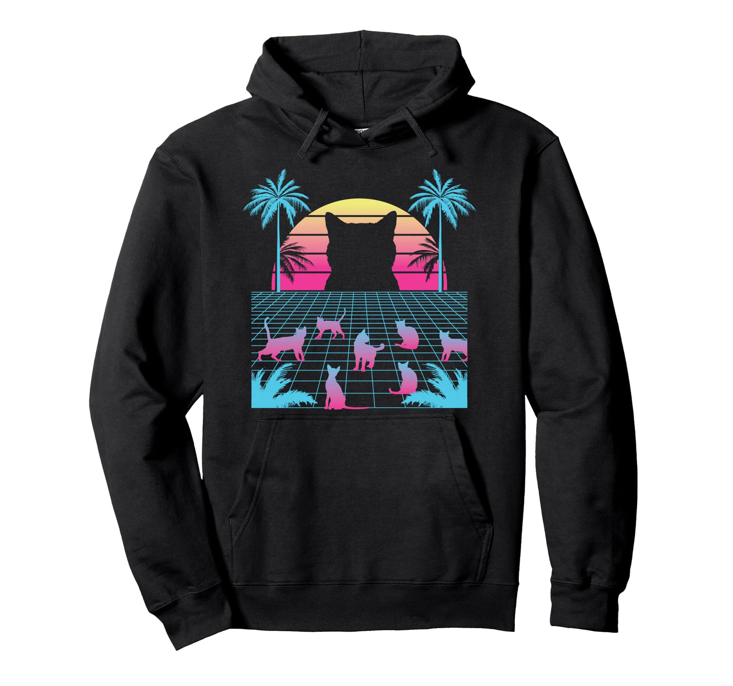 Vaporwave Cat Aesthetic Egirl Eboy Cat Hoodie - Fun Novelty Design Unisex