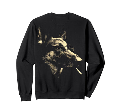 German Shepherd Glasses Smoking Sweatshirt - Custom Art Print for Adults