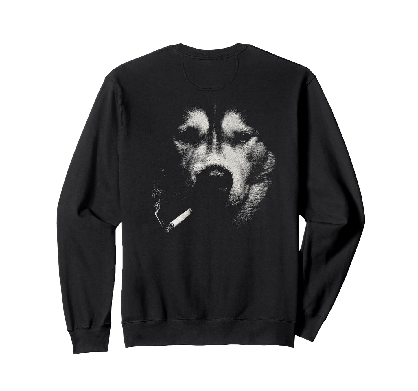 Siberian Husky Smoking Cigarette Sweatshirt - Unique Graphic Men Women