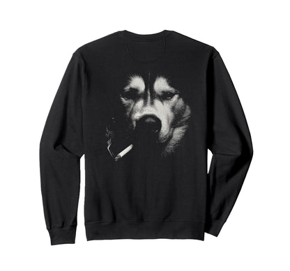 Siberian Husky Smoking Cigarette Sweatshirt - Unique Graphic Men Women