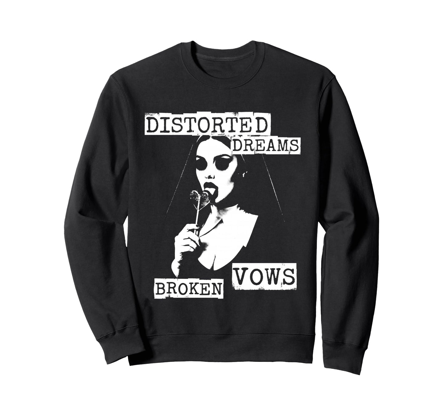 Punk Goth Nun 90S Grunge Distressed Sweatshirt - Trendy Graphic for Adults
