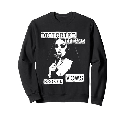 Punk Goth Nun 90S Grunge Distressed Sweatshirt - Trendy Graphic for Adults
