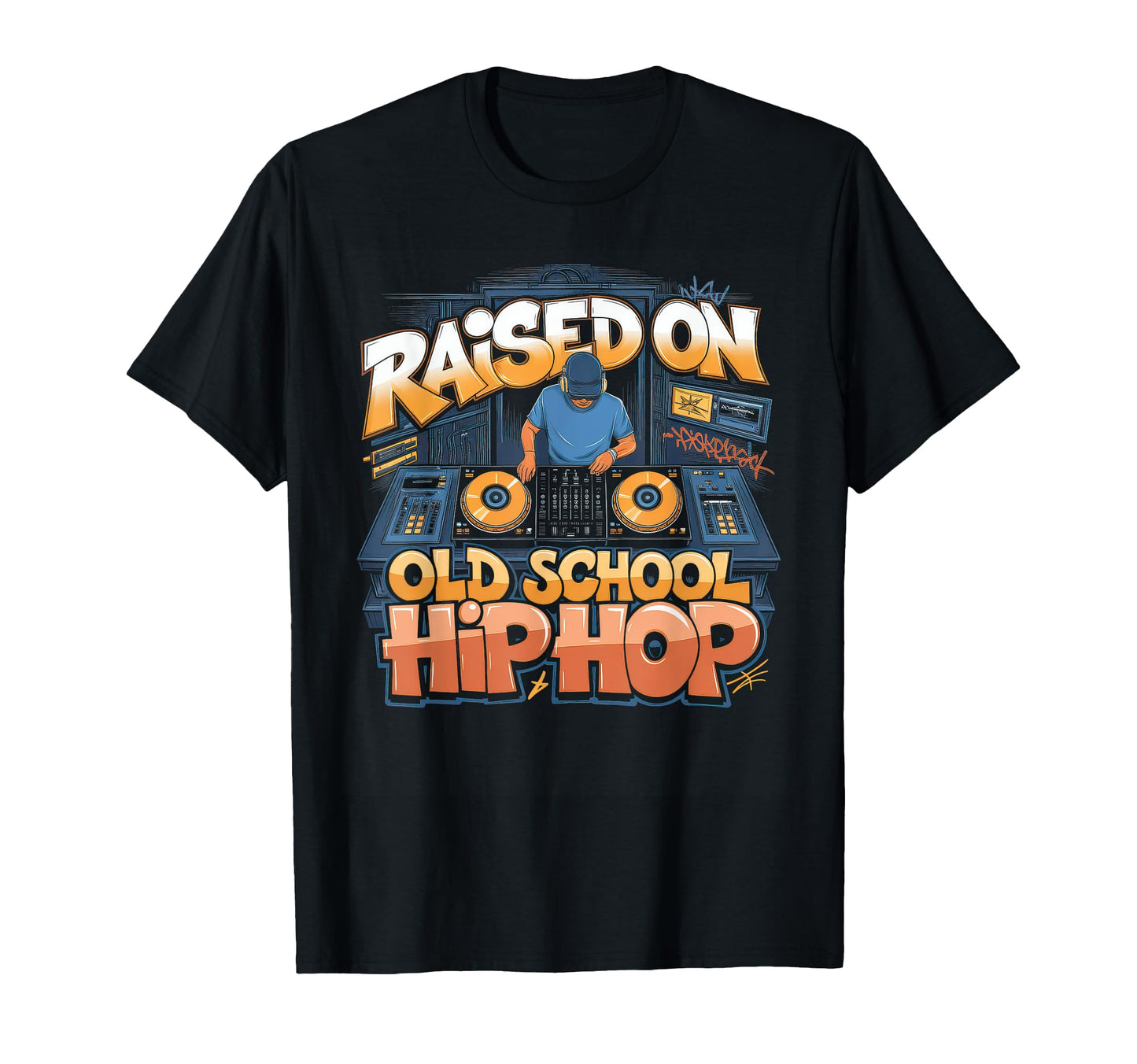 Raised Old School Graffiti Rap Hip Hop T-Shirt - Trendy Graphic Unisex