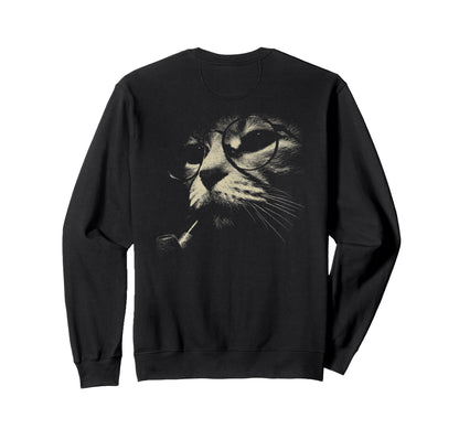 Cat Smoking Pipe Glasses Grunge Sweatshirt - Streetwear Style Men Women