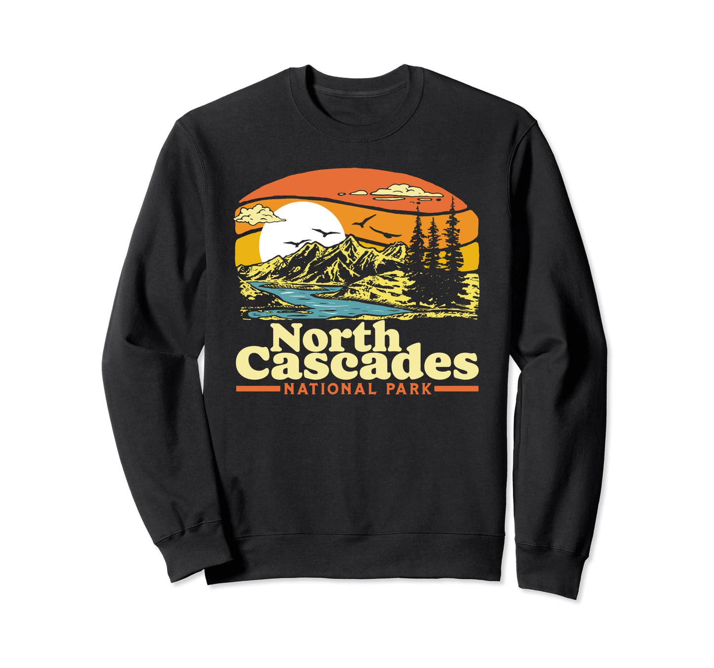 North Cascades National Park 80S Sweatshirt - Minimalist Print Unisex
