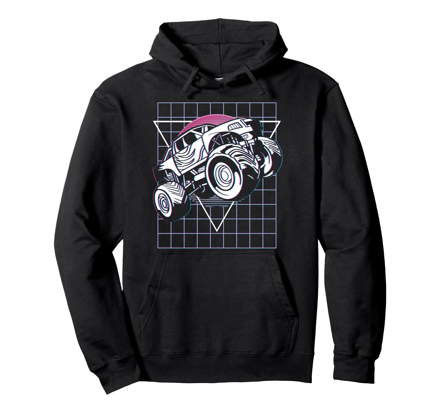 Vaporwave Aesthetic Monster Truck Hoodie - Unique Graphic for Adults