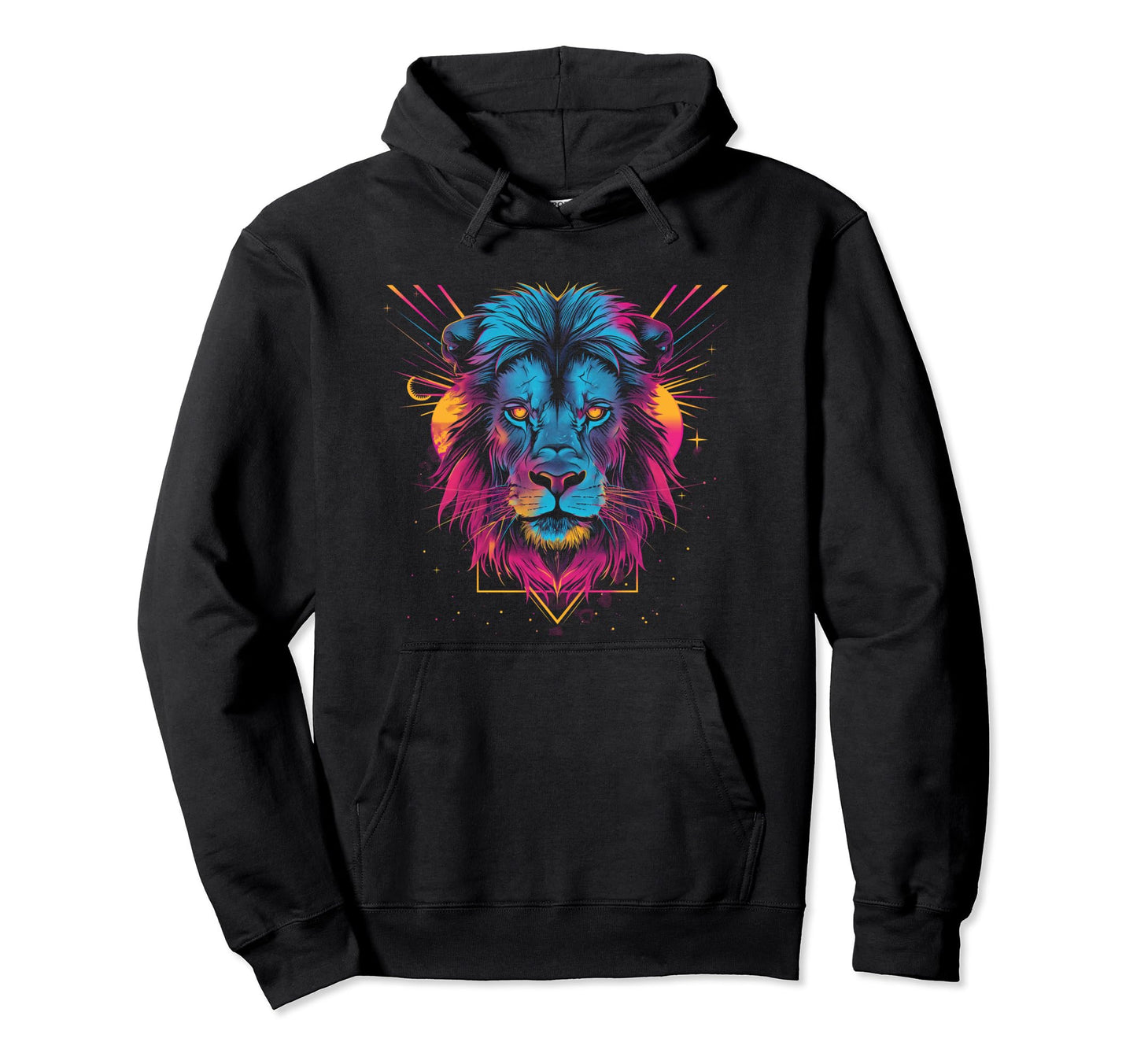 Lion Vaporwave Aesthetic Synthwave 80S Hoodie - Novelty Apparel for Adults