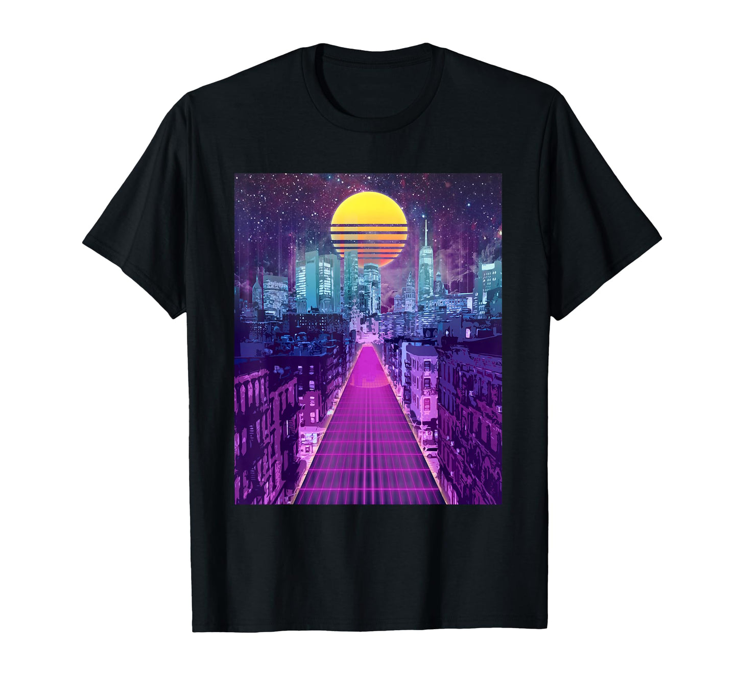 Digital Cityscape Vaporwave Aesthetic T-Shirt - Unique Graphic Unisex
