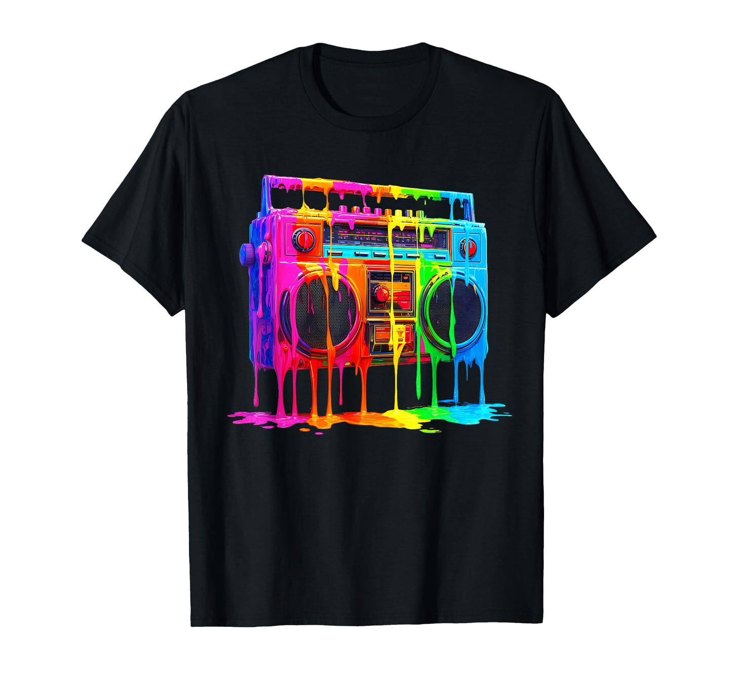 Dripping Paint Boombox Old School T-Shirt - Novelty Apparel Men Women