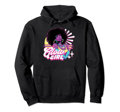 Glow Black Afro 80S 90S Vaporwave Hoodie - Fun Novelty Design Men Women
