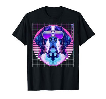 St Bernard Sunglasses Dog T-Shirt - Casual Everyday Wear for Adults