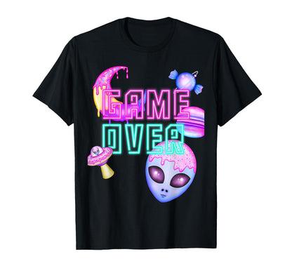 Game Alien Over Donut Galaxy Vaporwave T-Shirt - Trendy Graphic Men Women