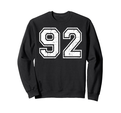 92 Number Ninety Two Team Sweatshirt - Fun Novelty Design for Adults