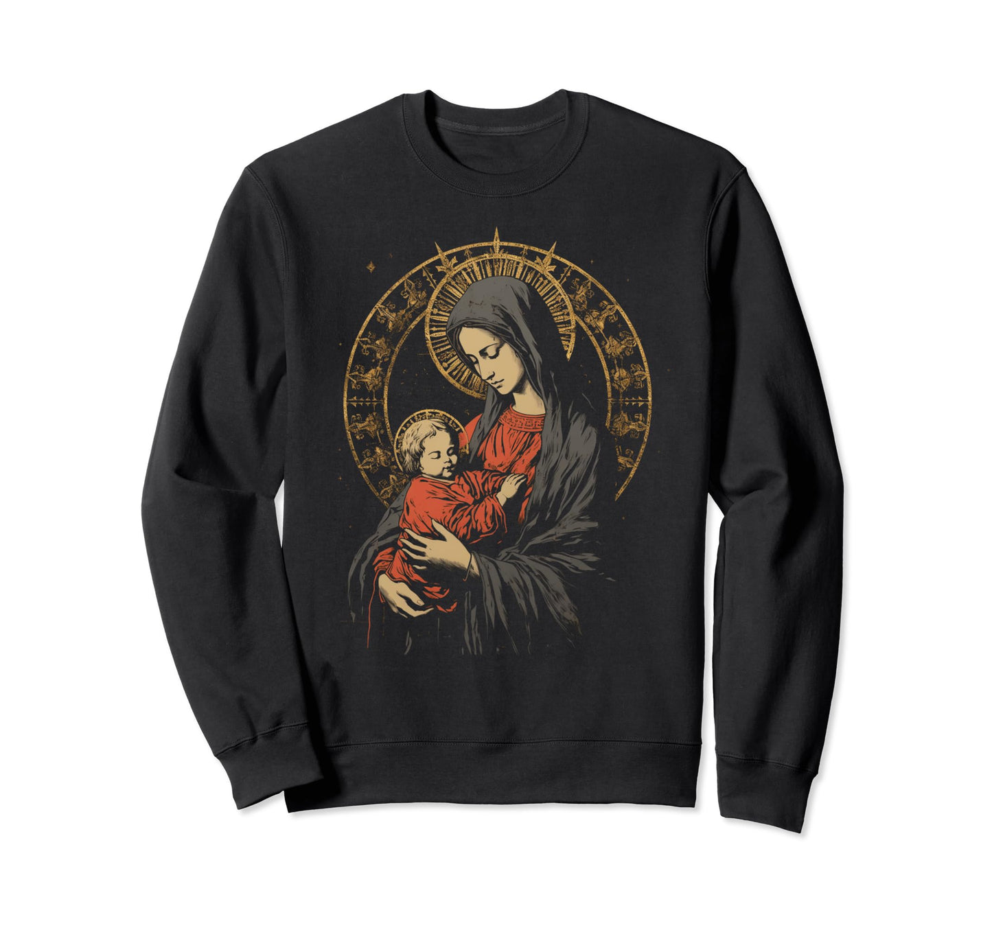 Mary Jesus Distressed 90S Goth Sweatshirt - Casual Everyday Wear Unisex