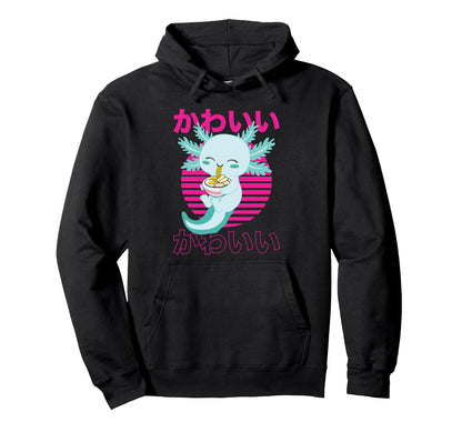 Axolotl Ramen Vaporwave Aesthetics Hoodie - Unique Graphic for Adults