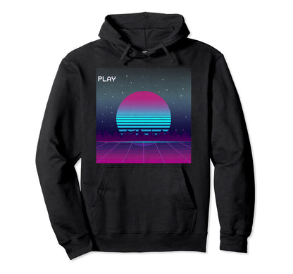 Outrun Landscape Sun Vaporwave Aesthetic Hoodie - Unique Graphic Men Women