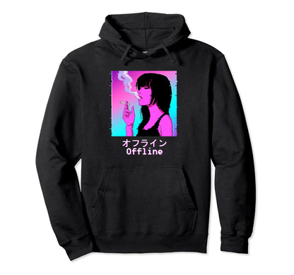 Japanese Aesthetic Vaporwave Sad Anime Hoodie - Graphic Print for Adults