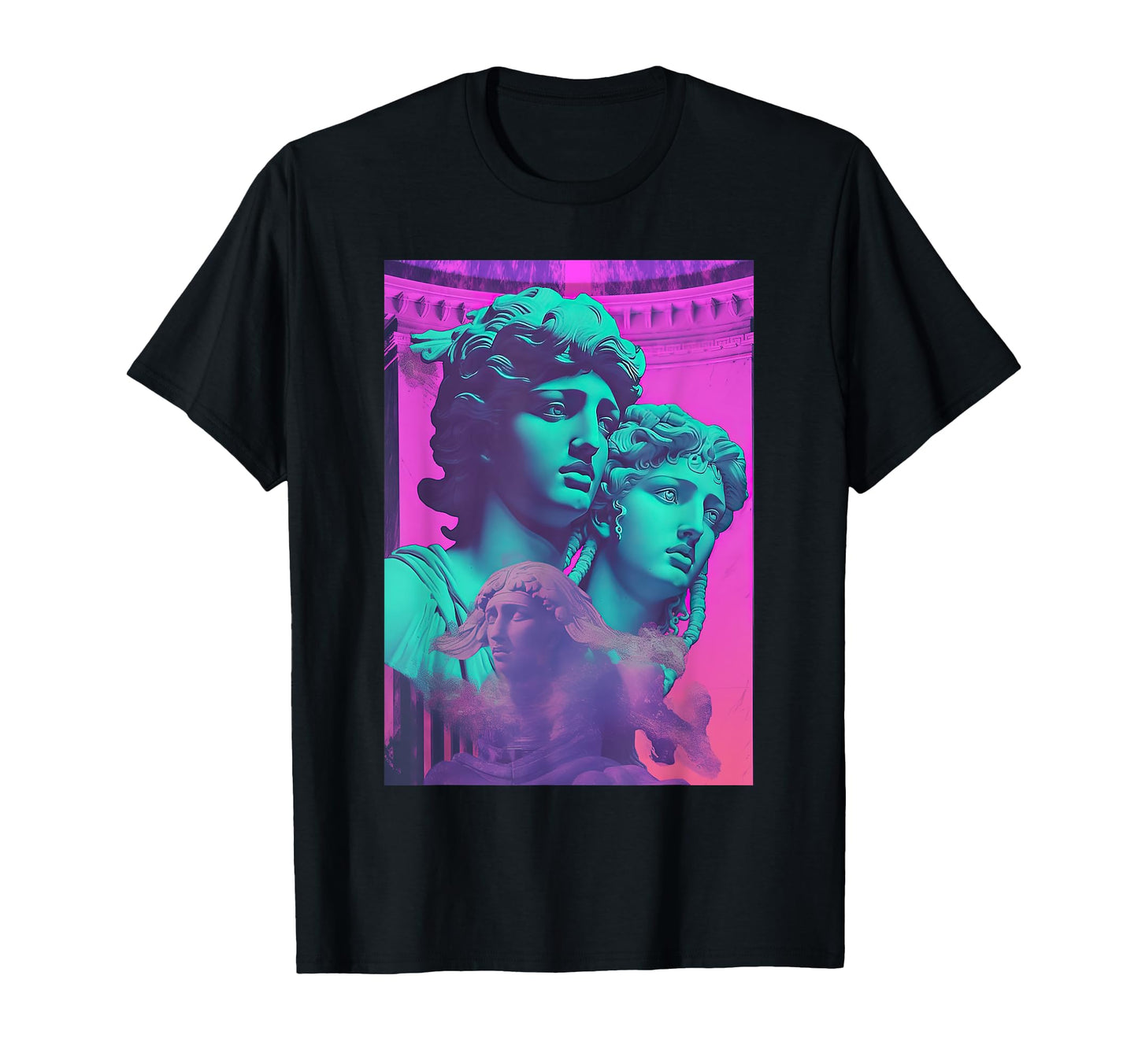 Perseus And Medusa Vaporwave Aesthetic T-Shirt - Graphic Print Unisex