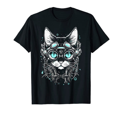 Futuristic Cat Japanese Cyberpunk T-Shirt - Minimalist Print Men Women