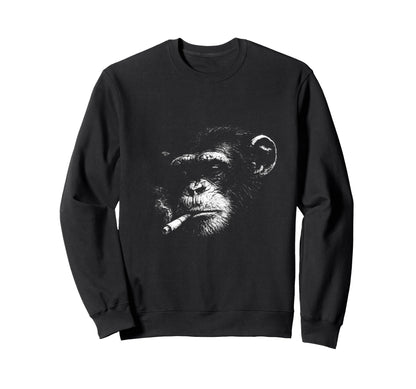 Grunge Cigarette Chimpanzee Meme Sweatshirt - Trendy Graphic for Adults