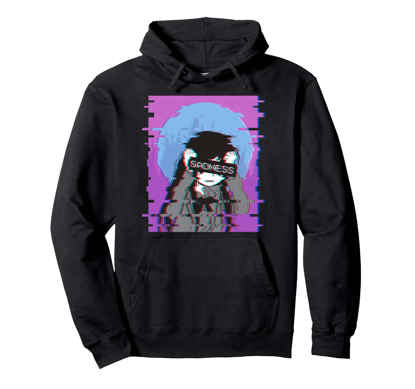 Sad Anime Japanese Aesthetic Hoodie - Fun Novelty Design for Adults