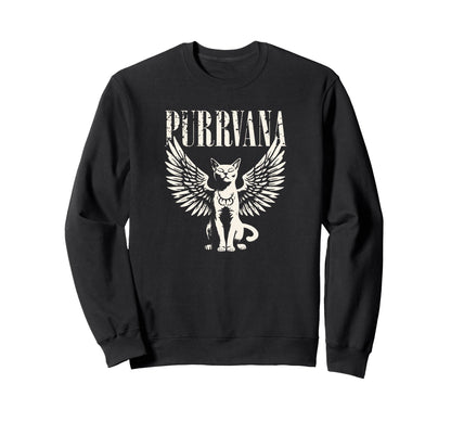 Purrvana Funny Cat Parody 90S Sweatshirt - Custom Art Print Men Women