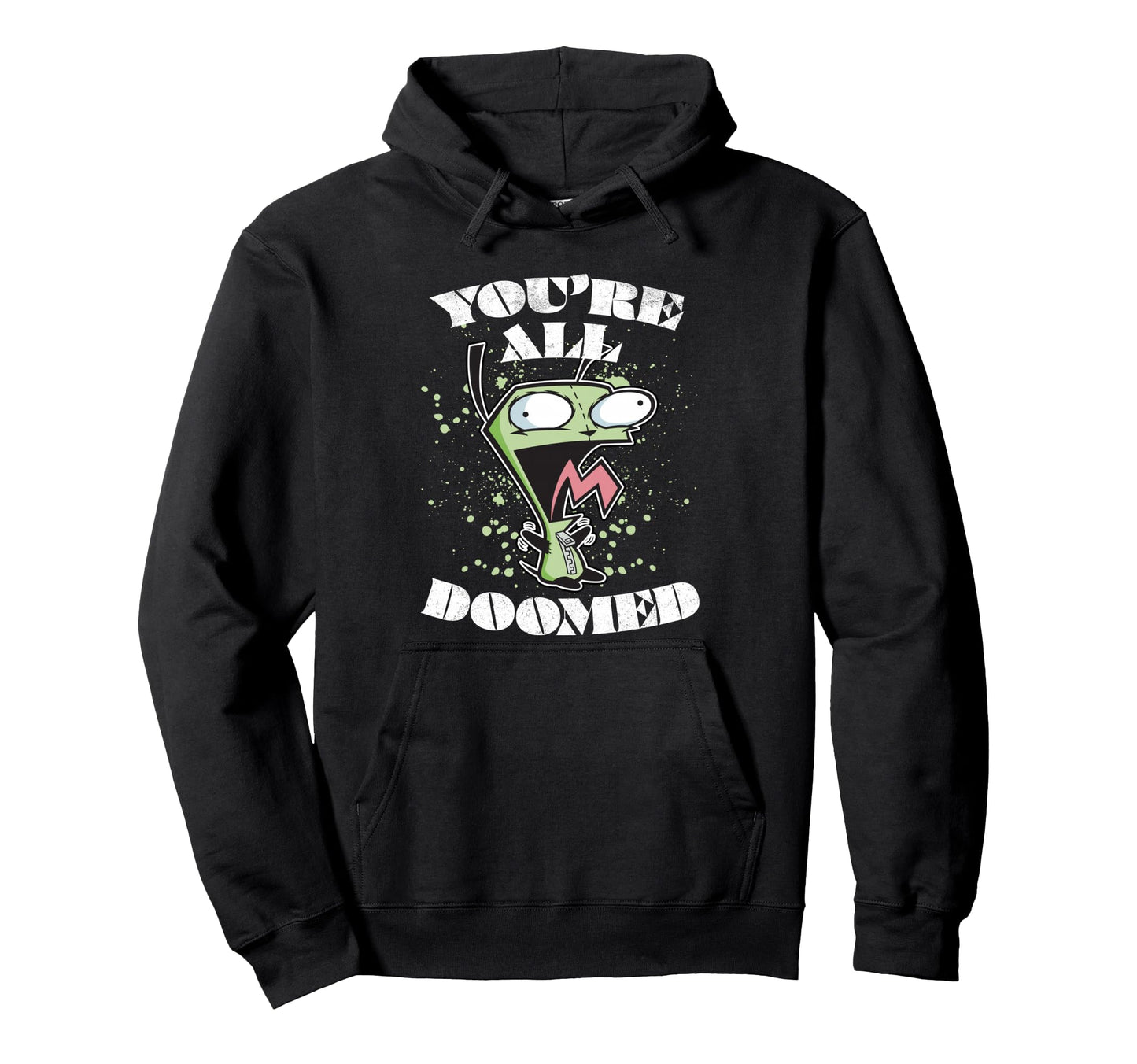 Invader Zim Gir You Are All Doomed Hoodie - Minimalist Print for Adults