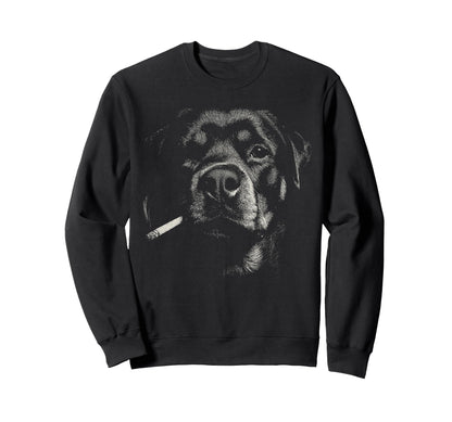 Rottweiler Dog Smoking Cigarette Meme Sweatshirt - Streetwear Style Unisex