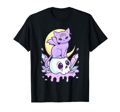 Kawaii Pastel Goth Scary Witchy Cat And T-Shirt - Trendy Graphic Men Women