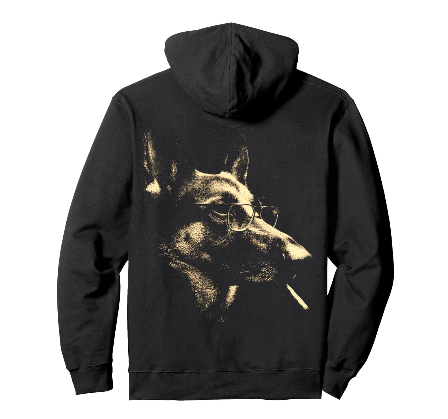 German Shepherd Glasses Smoking Cigarette Hoodie - Unique Graphic Unisex