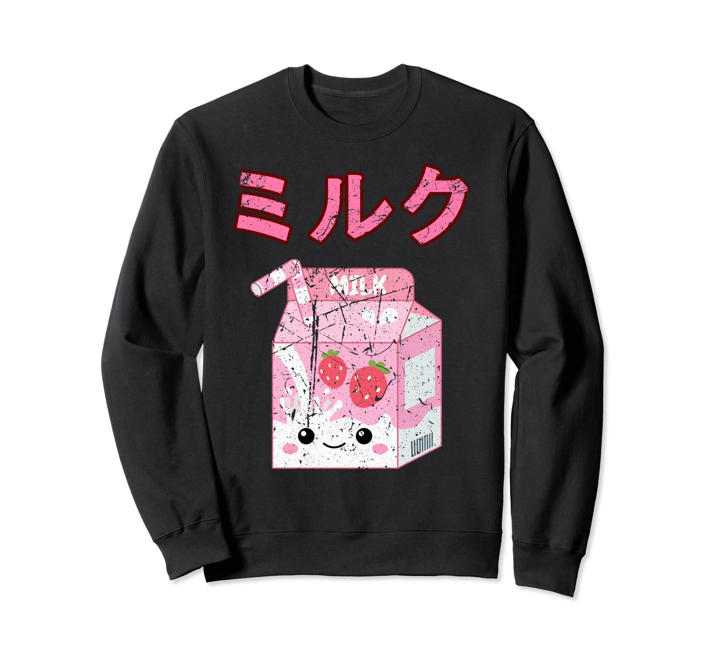 Kawaii Strawberry Milk Japanese Sweatshirt - Custom Art Print Men Women