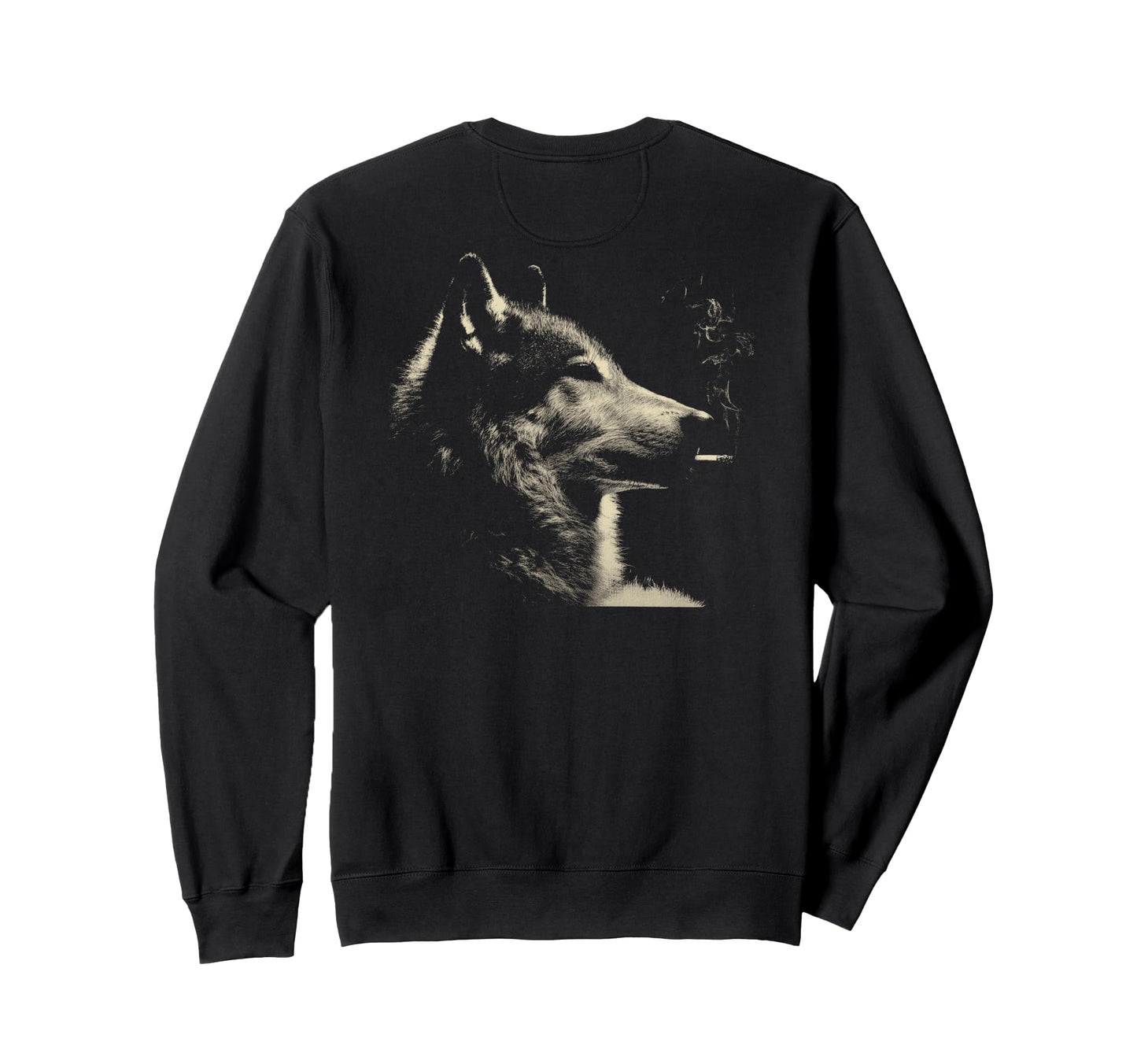 Wolf Smoking Cigarette Grunge Meme Sweatshirt - Unique Graphic for Adults