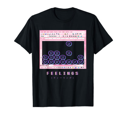 Aesthetic Vaporwave Sad Face Feelings T-Shirt - Novelty Apparel for Adults