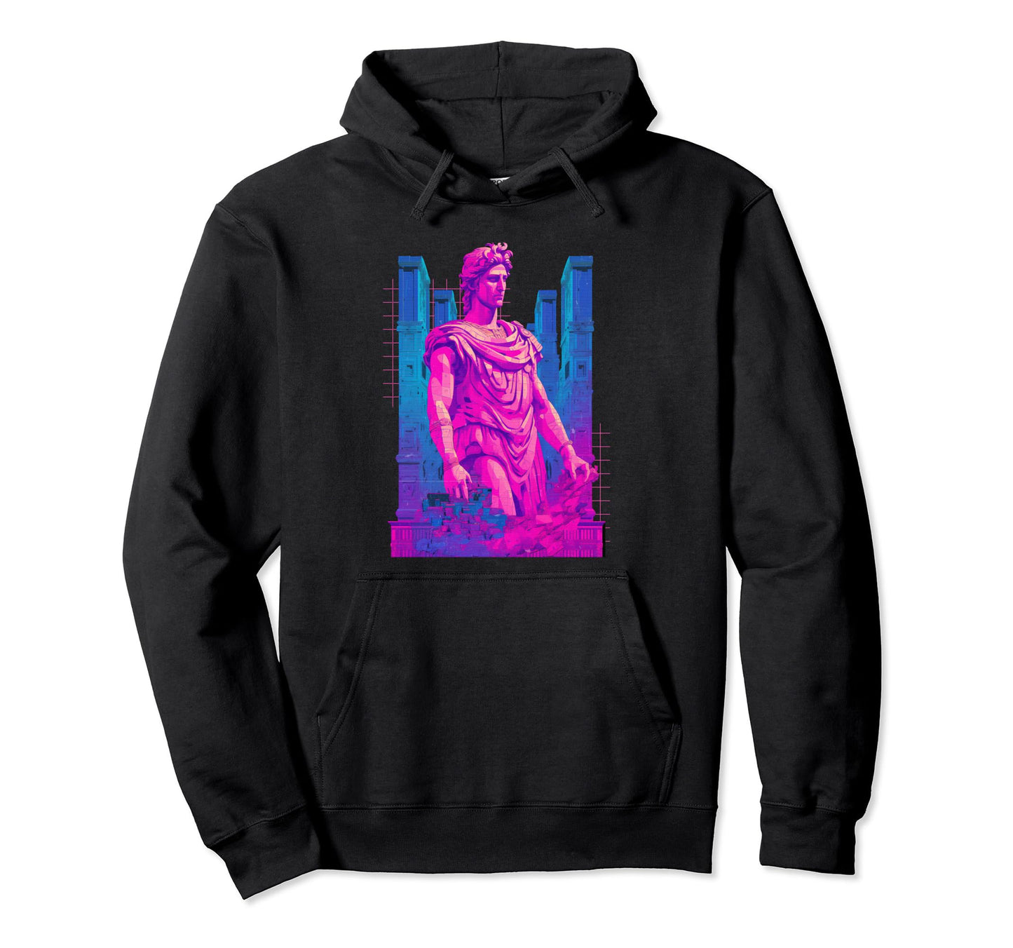 Greek God Vaporwave Aesthetic Hoodie - Casual Everyday Wear for Adults