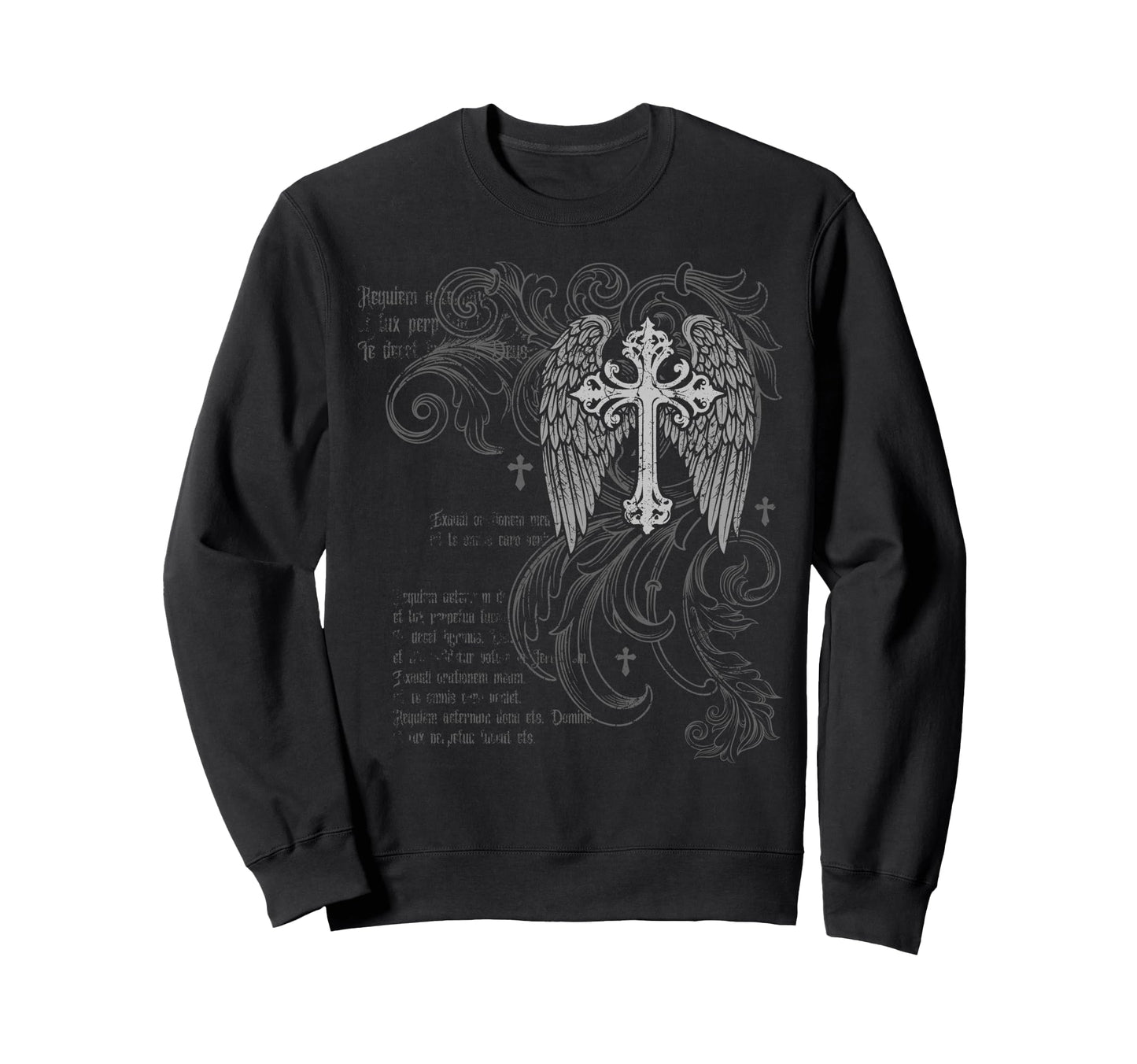 Y2K Grunge Cross Wings 2000S Goth Emo Sweatshirt - Trendy Graphic Unisex