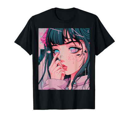 Anime Vaporwave Egirl Aesthetic T-Shirt - Custom Art Print Men Women
