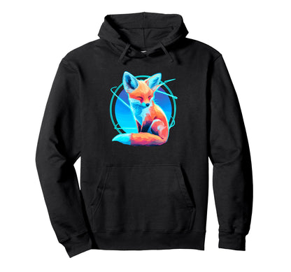 Cyber Fox Vaporwave Aesthetic Nightscape Hoodie - Unique Graphic Men Women