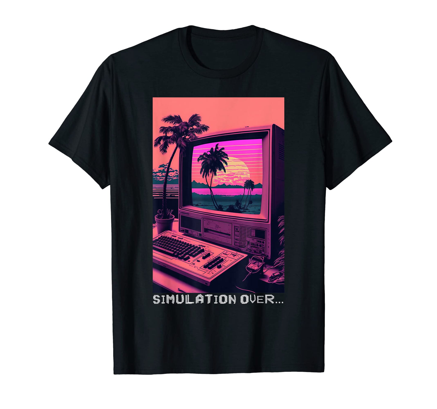 Simulation Over Computer Monitor T-Shirt - Minimalist Print Men Women