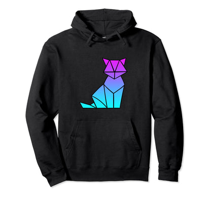 Fox Origami Vaporwave Aesthetic Love Animals Hoodie - Graphic Print Unisex